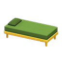 Simple bed Green Pillow and mattress color Yellow
