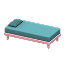 Simple bed Light blue Pillow and mattress color Pink