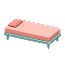 Simple bed Pink Pillow and mattress color Blue