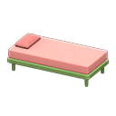 Simple bed Pink Pillow and mattress color Green