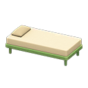 Simple bed White Pillow and mattress color Green