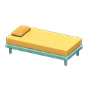 Simple bed Yellow Pillow and mattress color Blue