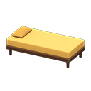 Simple bed Yellow Pillow and mattress color Brown