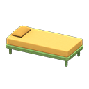 Simple bed Yellow Pillow and mattress color Green