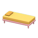 Simple bed Yellow Pillow and mattress color Pink