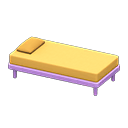 Simple bed Yellow Pillow and mattress color Purple