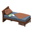 Sloppy bed Brown Bedding color Dark wood