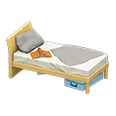 Sloppy bed Gray Bedding color Light wood