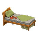 Sloppy bed Green Bedding color Natural wood