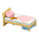 Sloppy bed Pink Bedding color Light wood