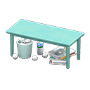 Sloppy table Fashion Discarded magazines Light blue