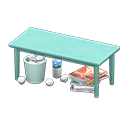 Sloppy table Travel Discarded magazines Light blue