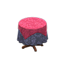 Animal Crossing Small covered round table|Damascus-pattern blue Undercloth Berry red Image