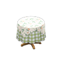 Small covered round table Green gingham Undercloth Floral print