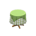 Small covered round table Green gingham Undercloth Green