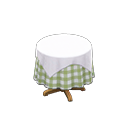 Small covered round table Green gingham Undercloth White