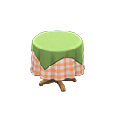 Small covered round table Orange gingham Undercloth Green