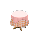 Small covered round table Orange gingham Undercloth Pink