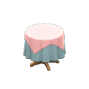 Small covered round table Plain pearl blue Undercloth Pink