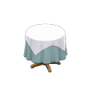 Small covered round table Plain pearl blue Undercloth White