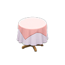 Small covered round table Plain white Undercloth Pink
