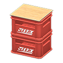 Stacked bottle crates White logo Logo Red