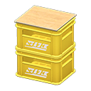 Stacked bottle crates White logo Logo Yellow