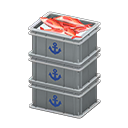 Stacked fish containers Anchor Label Gray