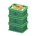 Stacked fish containers Anchor Label Green