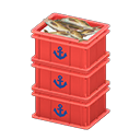 Stacked fish containers Anchor Label Red