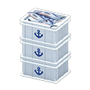 Stacked fish containers Anchor Label White