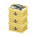 Stacked fish containers Anchor Label Yellow