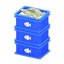 Stacked fish containers Fish Label Blue