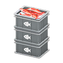 Stacked fish containers Fish Label Gray