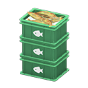 Stacked fish containers Fish Label Green
