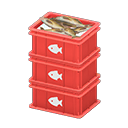 Stacked fish containers Fish Label Red