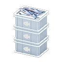 Stacked fish containers Fish Label White