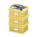 Stacked fish containers Fish Label Yellow