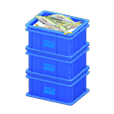 Stacked fish containers Logo Label Blue