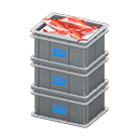 Stacked fish containers Logo Label Gray