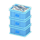 Stacked fish containers Logo Label Light blue