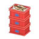 Stacked fish containers Logo Label Red