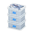 Stacked fish containers Logo Label White