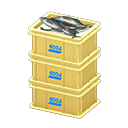 Stacked fish containers Logo Label Yellow