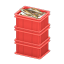 Stacked fish containers None Label Red