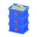 Stacked fish containers Scallop Label Blue
