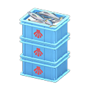 Stacked fish containers Scallop Label Light blue