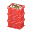 Stacked fish containers Scallop Label Red