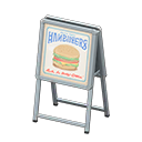 Standing shop sign Hamburger Sign design Silver