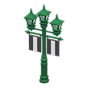 Street lamp with banners Black Banner color Green